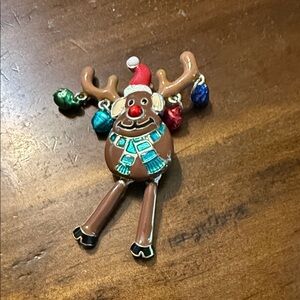 Festive Reindeer Brooch with Colorful Accents